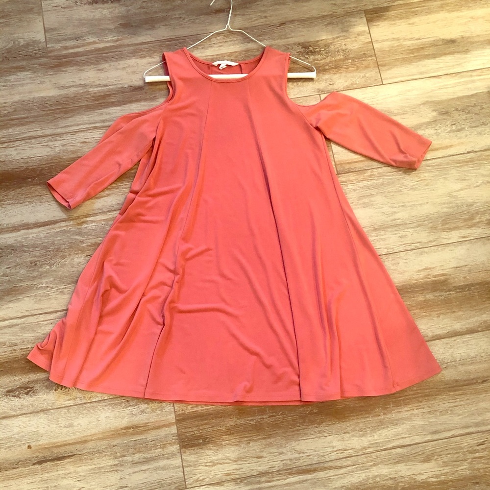 BCBGeneration womens cold shoulder pink dress